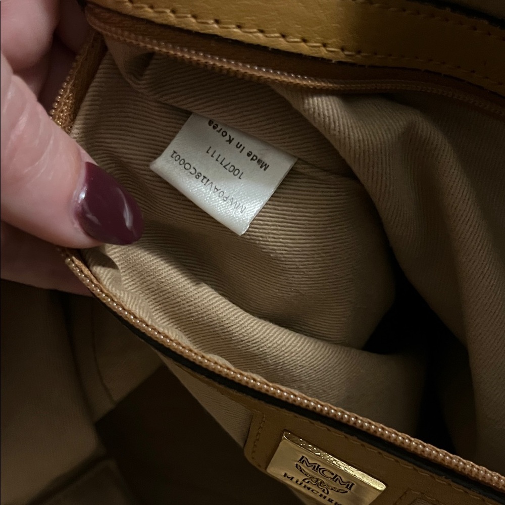MCM Cognac Visetos Monogram Tote with Gold Plaque - Picture 16 of 16